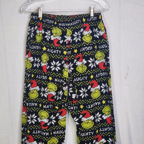 MJC Intl Dr. Seuss Black Green Red Grinch Naughty Poly Fleece Sleep Pants Size M - Picture 9 of 16